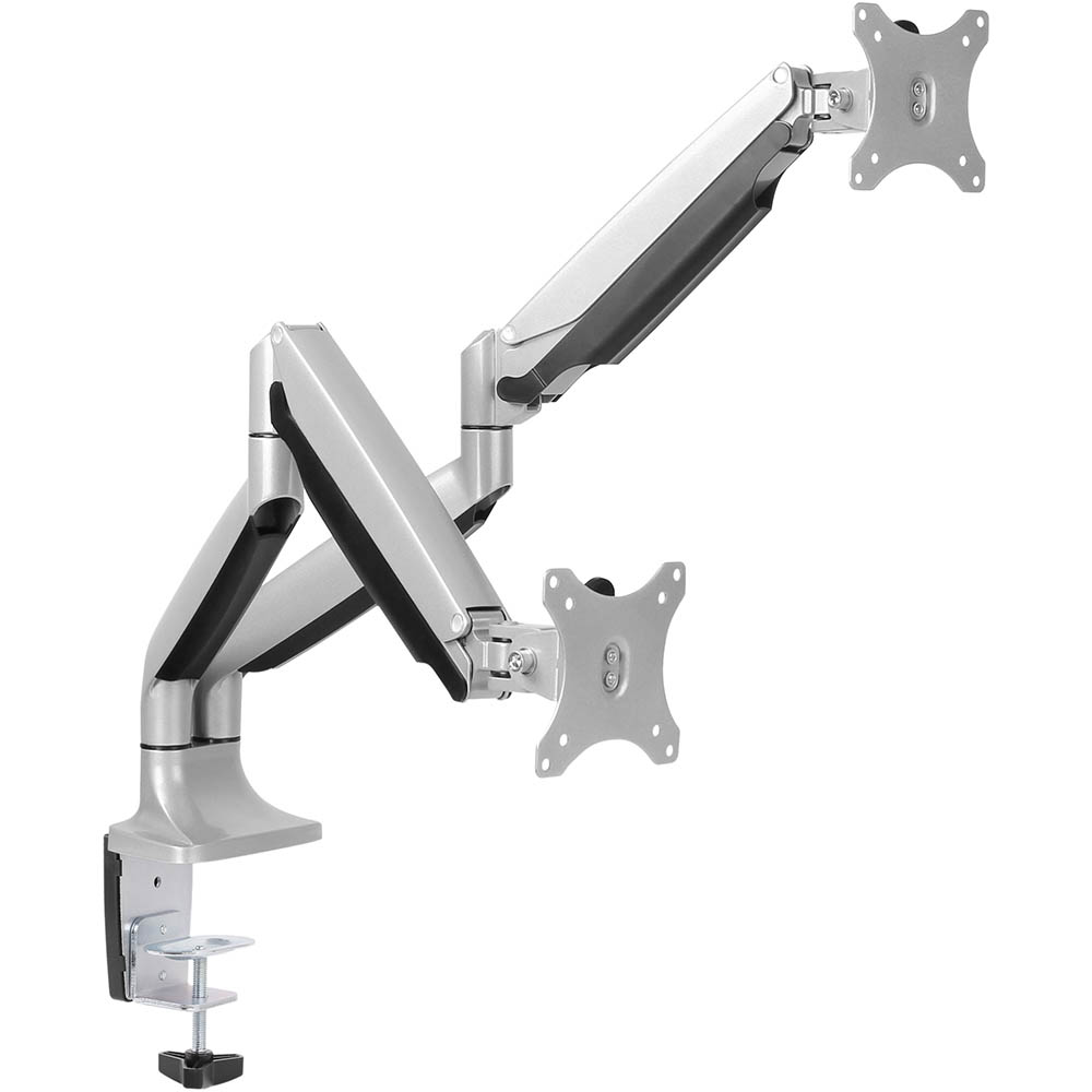 ERGOVIDA DUAL MONITOR ARM GAS SPRING MONITOR SILVER
