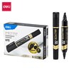 DELI MATE TWIN TIP PERMANENT MARKER BULLET TIP 15MM CHISEL TIP 6MM BLACK BOX 10