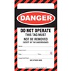 DANGER DO NOT OPERATE TAGS  PK100  TEAR PROOF  CW EYELET  STRING