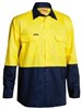 BISLEY 2TONE HIVIS LIGHTWEIGHT LONG SLEEVE COTTON DRILL SHIRT  YELLOWNAVY  SIZE 3XL