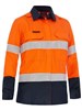 BISLEY LADIES  APEX 185 HI VIS FR RIPSTOP VENTED SHIRT WITH REFLECTIVE TAPE  ORANGENAVY  SIZE 20