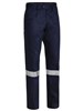 BISLEY BP6007T COTTON DRILL WORK PANTS WITH REFLECTIVE TAPE  NAVY  SIZE 82R