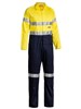 BISLEY BC6719TW HI VIS LIGHTWEIGHT COTON DRILL COVERALL WITH REFLECTIVE TAPE YELLOWNAVY  SIZE 92S