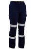 BISLEY BPL6999T LADIES COTTON DRILL UTILITY PANTS WITH BIOMOTION REFLECTIVE TAPE  NAVY  SIZE 14