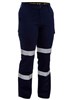 BISLEY BPL6999T LADIES COTTON DRILL UTILITY PANTS WITH BIOMOTION REFLECTIVE TAPE  NAVY  SIZE 22