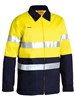 BISLEY HIVIS 2TONE COTTON DRILL JACKET WITH REFLECTIVE TAPE  YELLOWNAVY  SIZE XL