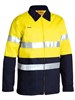 BISLEY HIVIS 2TONE COTTON DRILL JACKET WITH REFLECTIVE TAPE  YELLOWNAVY  SIZE 4XL