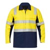WORKCRAFT WJ8019 HIVIS 2TONE COTTON DRILL JACKET WITH REFLECTIVE TAPE  YELLOWNAVY  SIZE 4XL