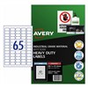 AVERY 959217 L651 HEAVY DUTY LASER LABELS 65UP WHITE PACK 25