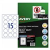 AVERY 959197 L4779 HEAVY DUTY LASER LABELS 15UP 50MM DIAMETER WHITE PACK 10