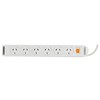 ITALPLAST POWER BOARD 6 OUTLET WITH MASTER SWITCH AND OVERLOAD 1M WHITE