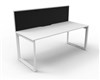 RAPID INFINITY DELUXE 1 PERSON LOOP LEG SINGLE SIDED WORKSTATION 1500 X 750 X 730MM BLACK SCREEN  NATURAL WHITE TOP  WHITE FRAME