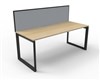 RAPID INFINITY DELUXE 1 PERSON LOOP LEG SINGLE SIDED WORKSTATION 1500 X 750 X 730MM GREY SCREEN NATURAL OAK TOP BLACK FRAME