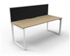 RAPID INFINITY DELUXE 1 PERSON LOOP LEG SINGLE SIDED WORKSTATION 1500 X 750 X 730MM BLACK SCREEN NATURAL OAK TOP WHITE FRAME
