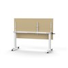 RAPIDLINE BOOST HEIGHT ADJUST FLIP TOP TABLE 1500 X 750 X 725MM NATURAL OAK TOP AND WHITE PC FRAME
