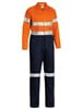 BISLEY HI VIS LIGHTWEIGHT COTON DRILL COVERALL WITH REFLECTIVE TAPE  ORANGENAVY  SIZE 102R
