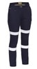 BISLEY BPL6115T LADIES COTTON DRILL CARGO PANTS WITH REFLECTIVE TAPE  NAVY  SIZE 18