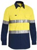 BISLEY 2TONE HIVIS LIGHTWEIGHT COTTON DRILL SHIRT WITH REFLECTIVE TAPE  YELLOWNAVY  SIZE 2XL
