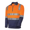 TRU HIVIS 2 TONED 14 ZIP FLEECE JUMPER WITH REFLECTIVE TAPE  ORANGENAVY  SIZE XL