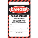 DANGER DO NOT OPERATE TAGS  PK100  TEAR PROOF  CW EYELET  STRING