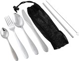 RUGGED XTREMES STAINLESS STEEL 6 PIECE CUTLERY SET IN MESH BAG