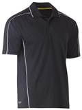 BISLEY COOL MESH POLO WITH REFLECTIVE PIPING  CHARCOAL  SIZE 3XL