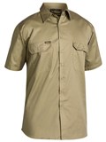 BISLEY MENS COOL LIGHTWEIGHT SHORT SLEEVE COTTON DRILL SHIRT  KHAKI  SIZE 6XL