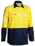 BISLEY 2TONE HIVIS LIGHTWEIGHT LONG SLEEVE COTTON DRILL SHIRT  YELLOWNAVY  SIZE 3XL
