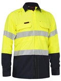 BISLEY BS8438T APEX 185 HI VIS FR RIPSTOP VENTED SHIRT WITH REFLECTIVE TAPE  YELLOWNAVY  SIZE 5XL