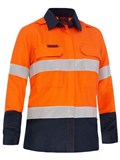 BISLEY BL8438T LADIES  APEX 185 HI VIS FR RIPSTOP VENTED SHIRT WITH REFLECTIVE TAPE  ORANGENAVY  SIZE 16