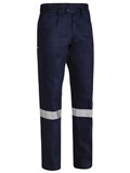BISLEY BP6007T COTTON DRILL WORK PANTS WITH REFLECTIVE TAPE  NAVY  SIZE 112R
