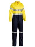 BISLEY HI VIS LIGHTWEIGHT COTON DRILL COVERALL WITH REFLECTIVE TAPE YELLOWNAVY  SIZE 74L