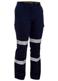 BISLEY BPL6999T LADIES COTTON DRILL UTILITY PANTS WITH BIOMOTION REFLECTIVE TAPE  NAVY  SIZE 20