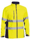 BISLEY BJ6059T HI VIS SOFT SHELL JACKET WITH REFLECTIVE TAPE  YELLOWNAVY  SIZE 3XL