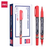 DELI MATE DUAL TIP MARKER BULLET TIP 10MM FINE TIP 05MM RED EACH