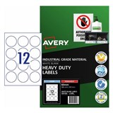 AVERY 959196 L7589 HEAVY DUTY LASER LABELS 12UP 60MM DIAMETER WHITE PACK 25