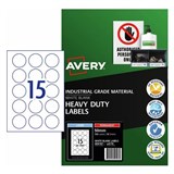 AVERY 959197 L4779 HEAVY DUTY LASER LABELS 15UP 50MM DIAMETER WHITE PACK 10