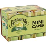 Bundaberg Mini Cans Lemon Lime Bitters 6 x 200ml