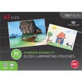 GBC LAMINATING POUCH GLOSS 80 MICRON A3 CLEAR PACK 100