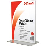 ESSELTE SIGN  MENU HOLDER DOUBLE SIDED PORTRAIT A4 CLEAR