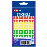 AVERY 932291 MULTIPURPOSE STICKERS CIRCLE 8MM ASSORTED PACK 416
