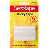 SELLOTAPE STICKY TAPE 12MM X 10M CLEAR PACK 5