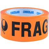 CUMBERLAND  MARBIG PRINTED TAPE FRAGILE 48MM X 66M ORANGE PACK 6