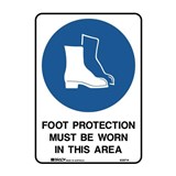 BRADY MANDATORY SIGN FOOT PROTECTION MUST BE WORN IN THIS AREA 450 X 300MM POLYPROPYLENE
