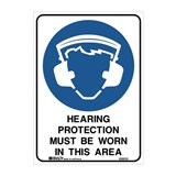 BRADY MANDATORY SIGN HEARING PROTECTION MUST BE WORN IN THIS AREA 450 X 300MM POLYPROPYLENE