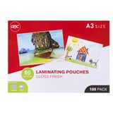 GBC LAMINATING POUCH GLOSS 80 MICRON A3 CLEAR PACK 100