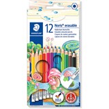 STAEDTLER NORIS CLUB ERASABLE COLOURED PENCIL ASSORTED BOX 12