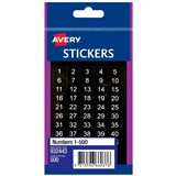 AVERY 932443 MULTIPURPOSE STICKERS 1500 12 X 12MM WHITE ON BLACK PACK 500