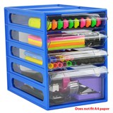 ITALPLAST OFFICE ORGANISER CABINET 4 DRAWER 255D X 165W X 230H MM BLUEBERRY