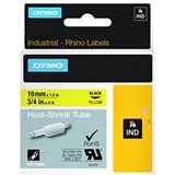 DYMO 18058 RHINO INDUSTRIAL HEAT SHRINK TUBING 19MM BLACK ON YELLOW